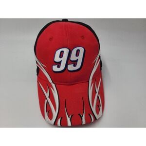 Carl Edwards Jr #99 Flames Team Caliber Adjustable Hat Cap Men NASCAR Red Black
